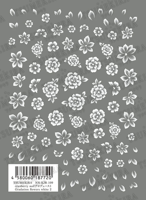 CRANBERRY NAIL × GRADATION FLOWERS WHITE | NN-KJR-109
