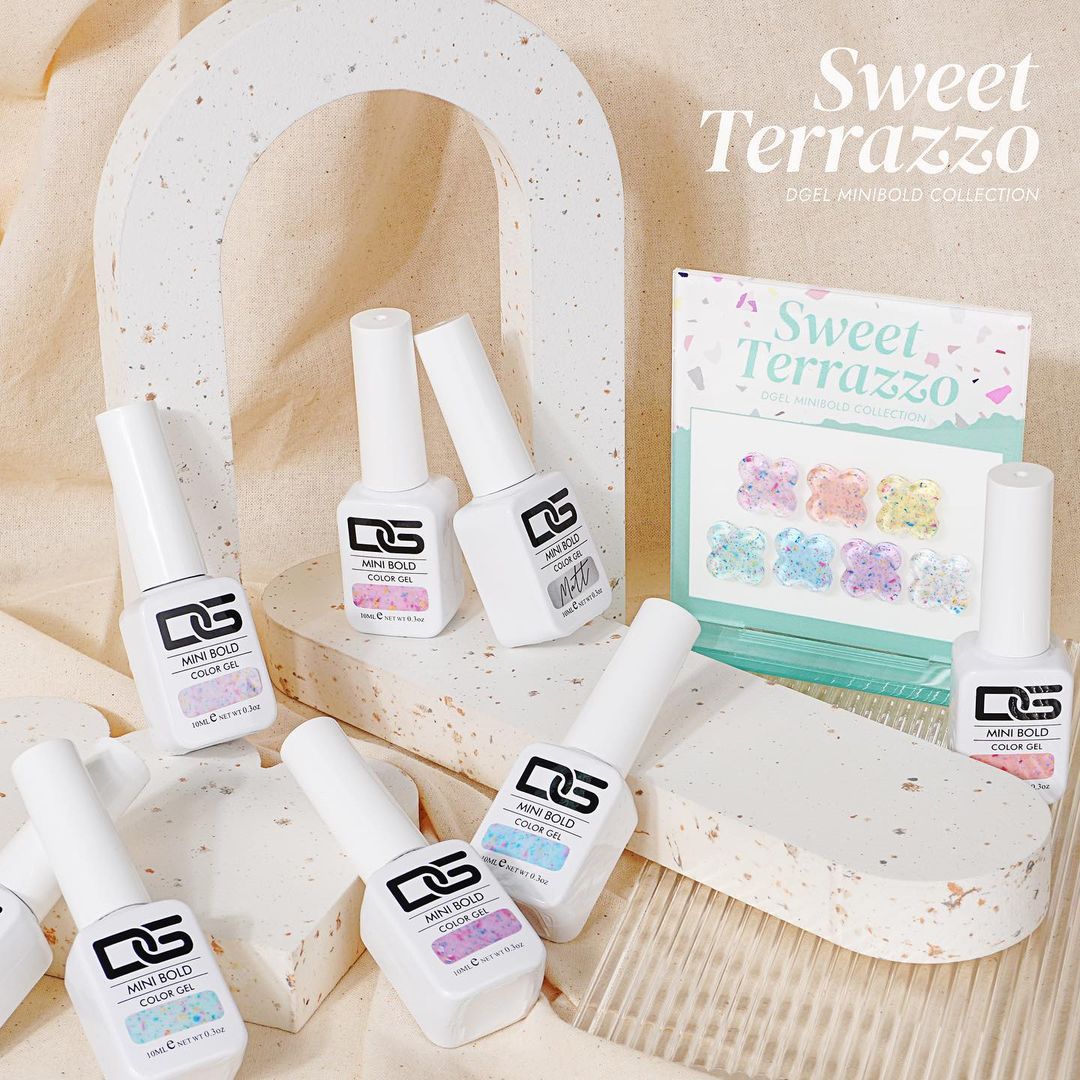 Set De Vernis Gel DGEL Mini Bold Sweet Terrazzo - 7 Couleurs Mat - K-Beauty - Neuf