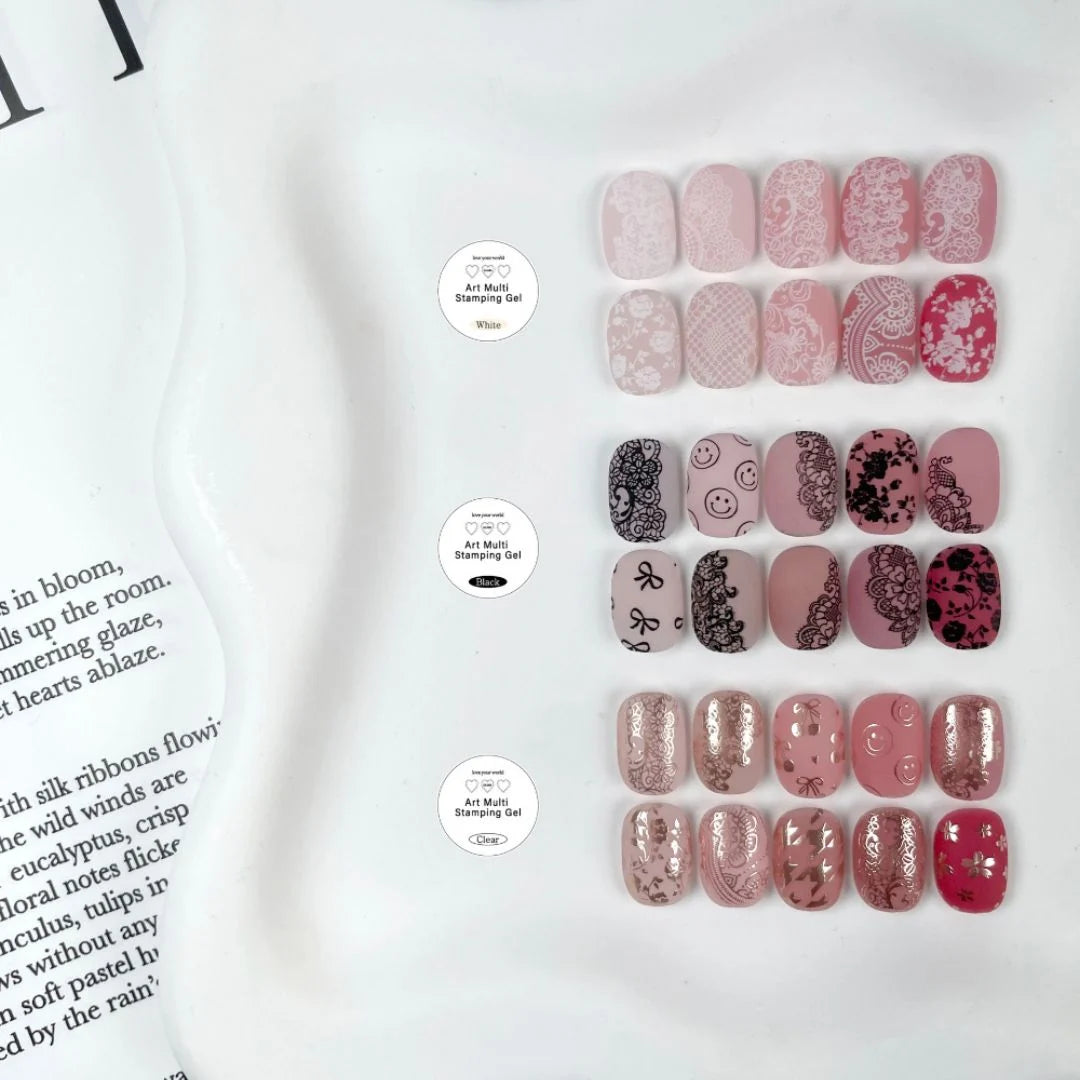 ART MULTI STAMPING GEL BASIC SET (3 COLOURS + STAMPER + SCRAPER)