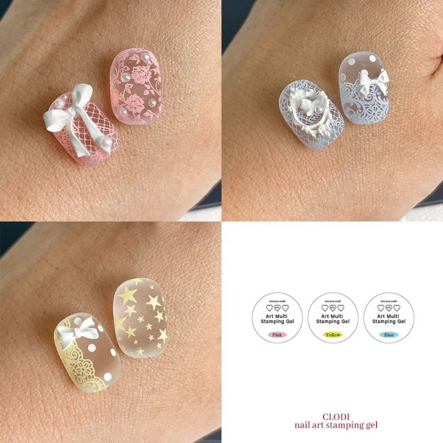 ART MULTI STAMPING GEL PASTEL SET (3 COLOURS + STAMPER + SCRAPER)