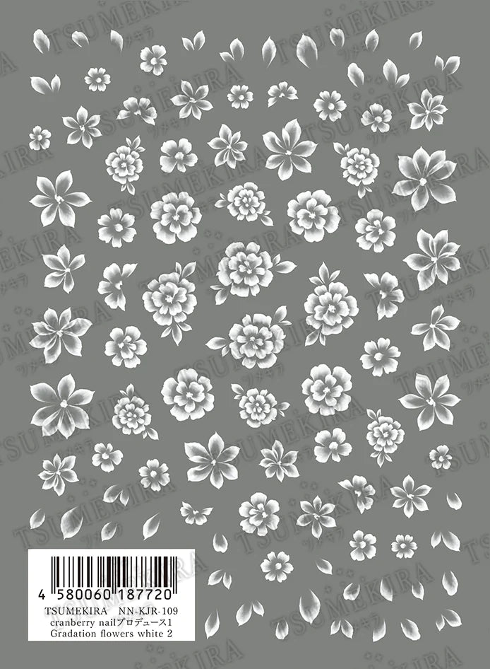 CRANBERRY NAIL × GRADATION FLOWERS WHITE | NN-KJR-109